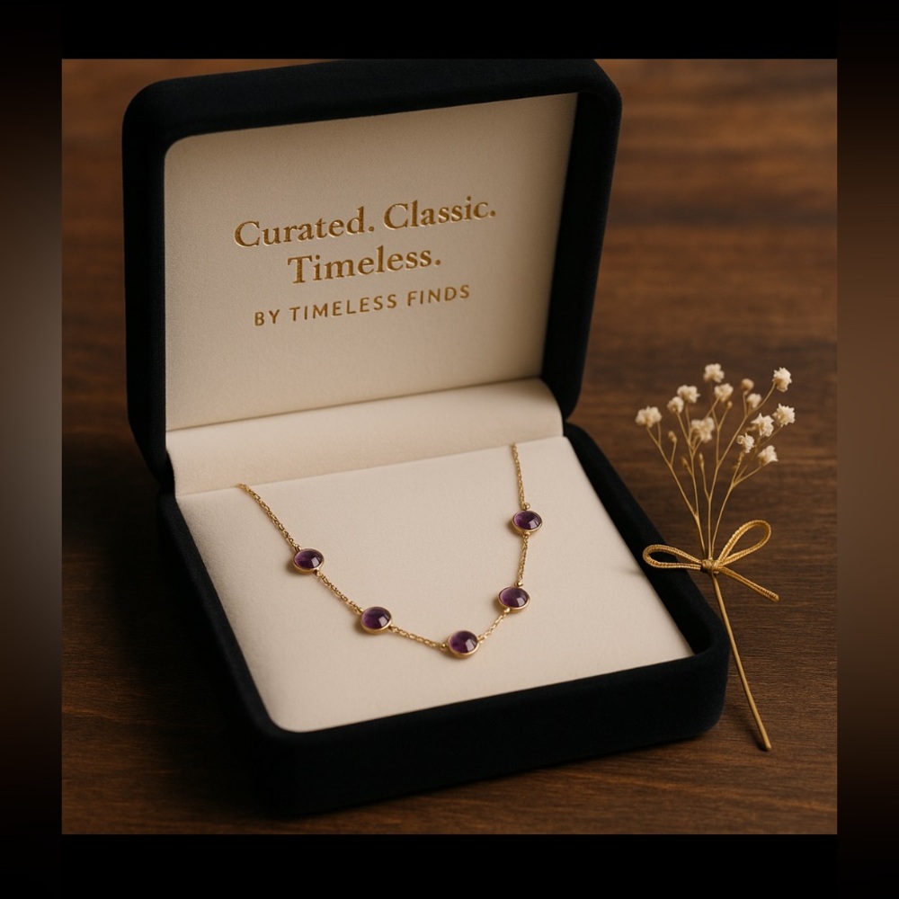 3.75ct Amethyst Gold By The Yard Cushion Faceted Necklace 10K yellow gold
